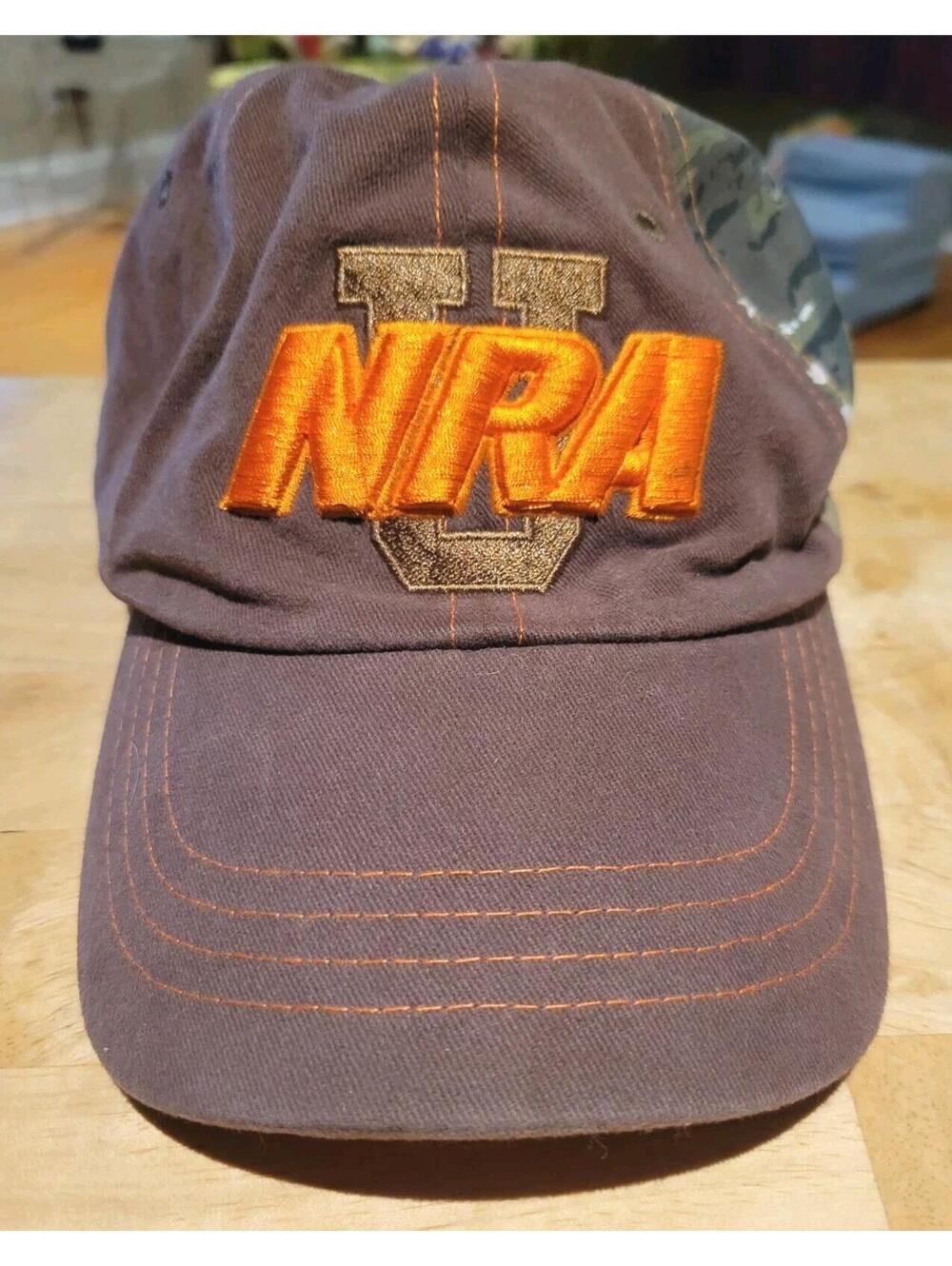 NRA U National Rifle Association University Orange Camo Trucker Hat Cap